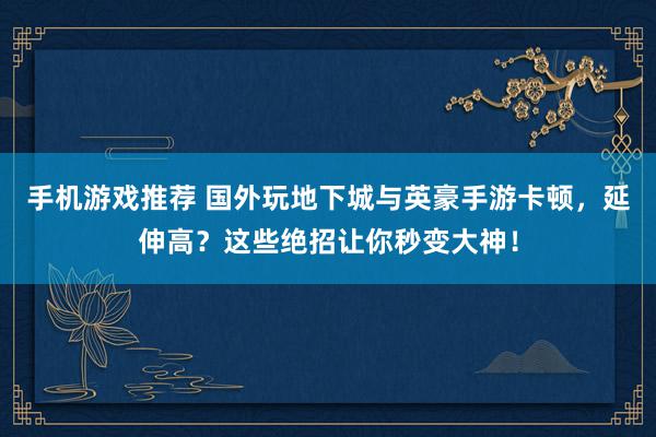 手机游戏推荐 国外玩地下城与英豪手游卡顿，延伸高？这些绝招让你秒变大神！