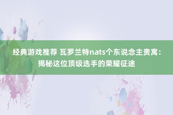 经典游戏推荐 瓦罗兰特nats个东说念主贵寓：揭秘这位顶级选手的荣耀征途